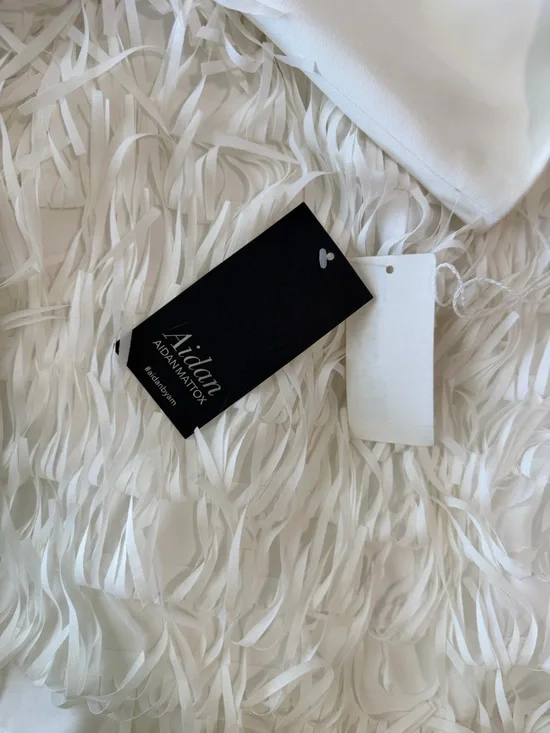 Aidan by Aidan Mattox White Feather-Trim Mini Dress - Picture 4 of 4